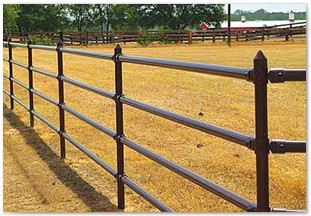 Four rail brown pipe fence